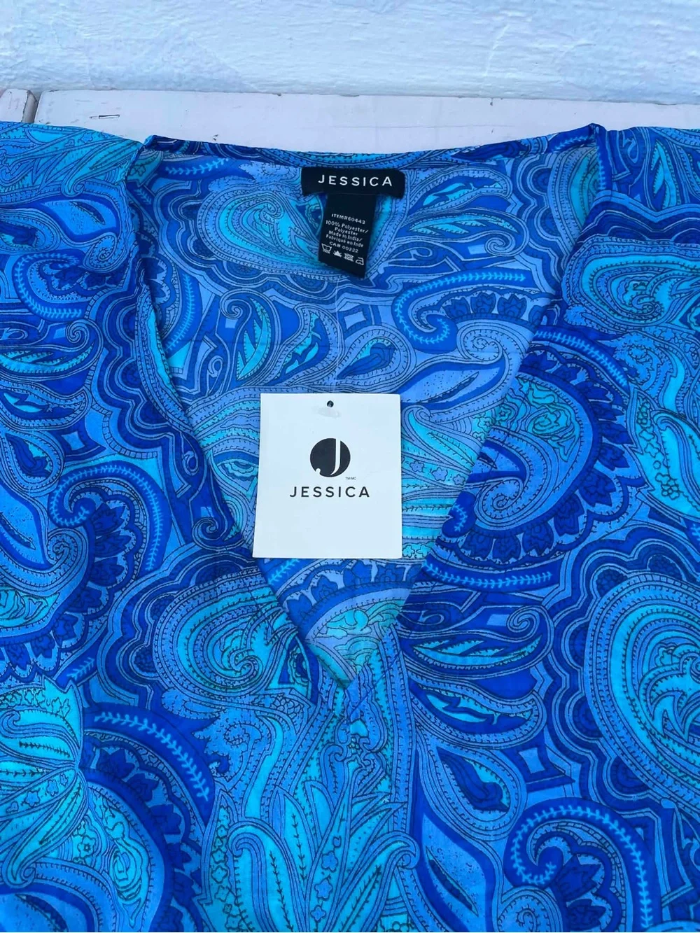 Jessica Blue Paisley V-Neck Tunic